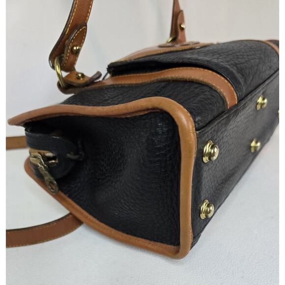 Vintage Dooney & Bourke USA Black Tan AWL Leather Shoulder Bag Tote Purse - Picture 8 of 16